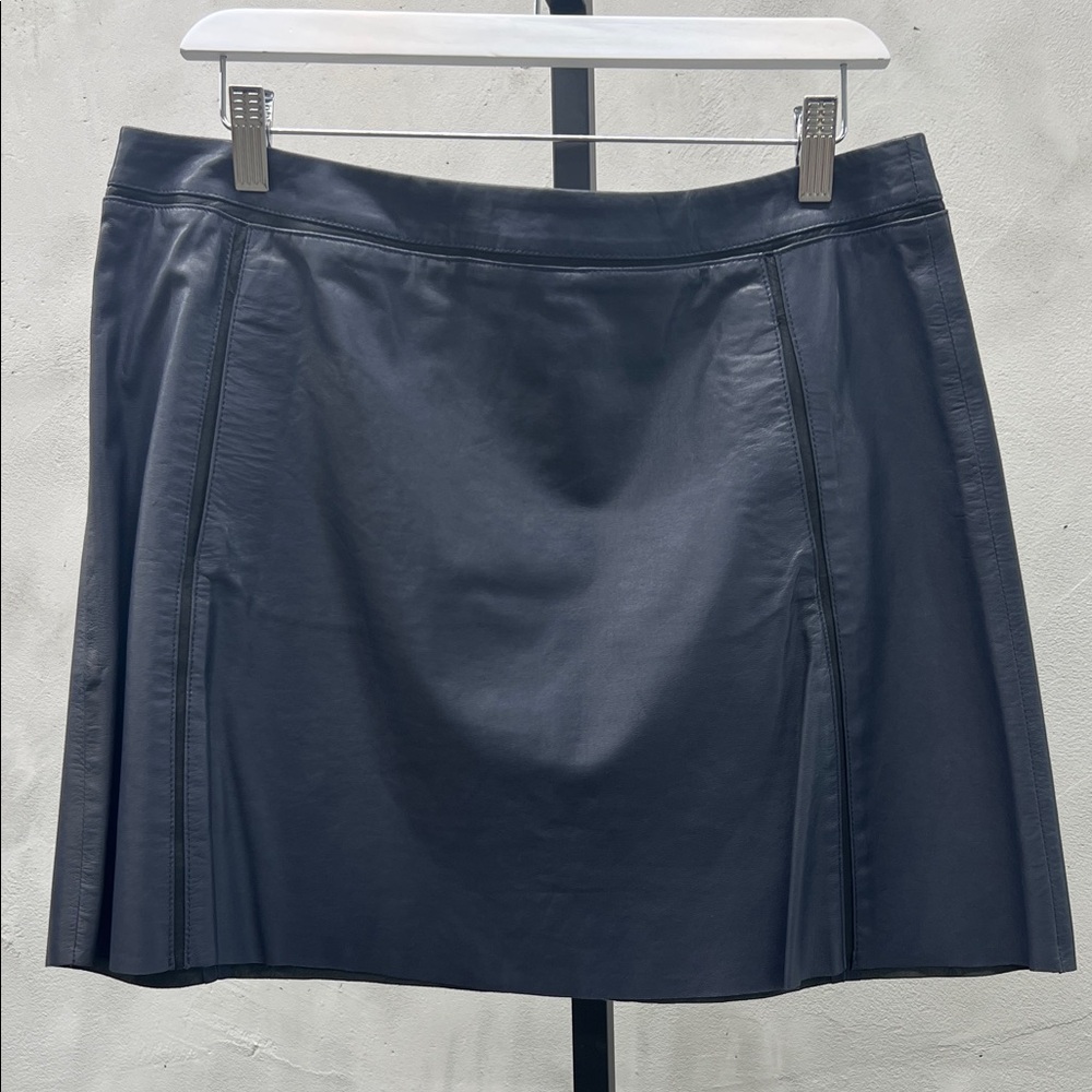 Elegant Blue Leather Skirt